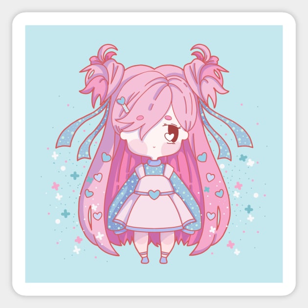 Chibi Girl With Pink Hair Sticker by HananehDraws